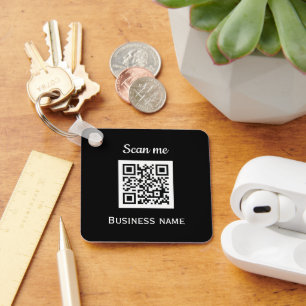 QR Code Business Logo Professional Custom Black Key Ring