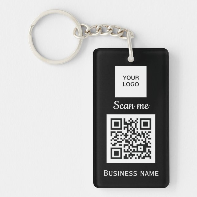 QR Code Business Logo Professional Custom Black  Key Ring (Front)