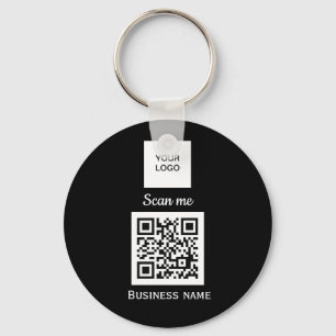 QR Code Business Logo Professional Custom Black  Key Ring
