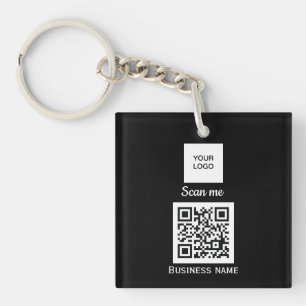 QR Code Business Logo Professional Custom Black Key Ring