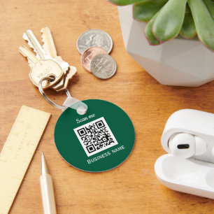 QR Code Business Logo Professional Custom Green Key Ring