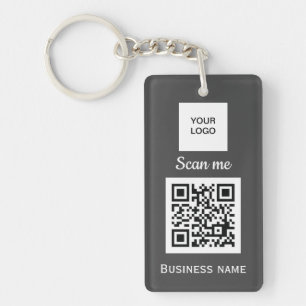 QR Code Business Logo Professional Custom Grey  Key Ring