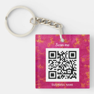 QR Code Business Logo Professional Custom Pink Key Ring