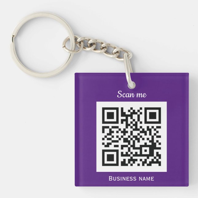 QR Code Business Logo Professional Custom Purple Key Ring (Front)