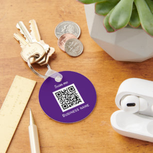 QR Code Business Logo Professional Custom Purple Key Ring