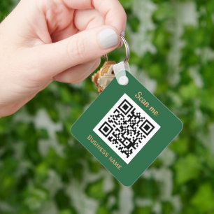 QR Code Business Logo Professional Green Gold Key Ring