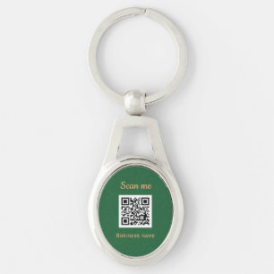 QR Code Business Logo Professional Green Gold Key Ring