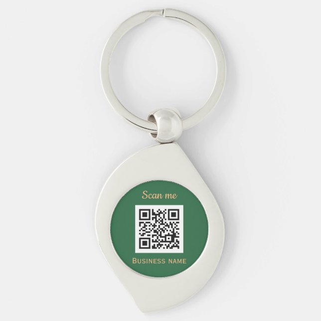 QR Code Business Logo Professional Green Key Ring (Front)