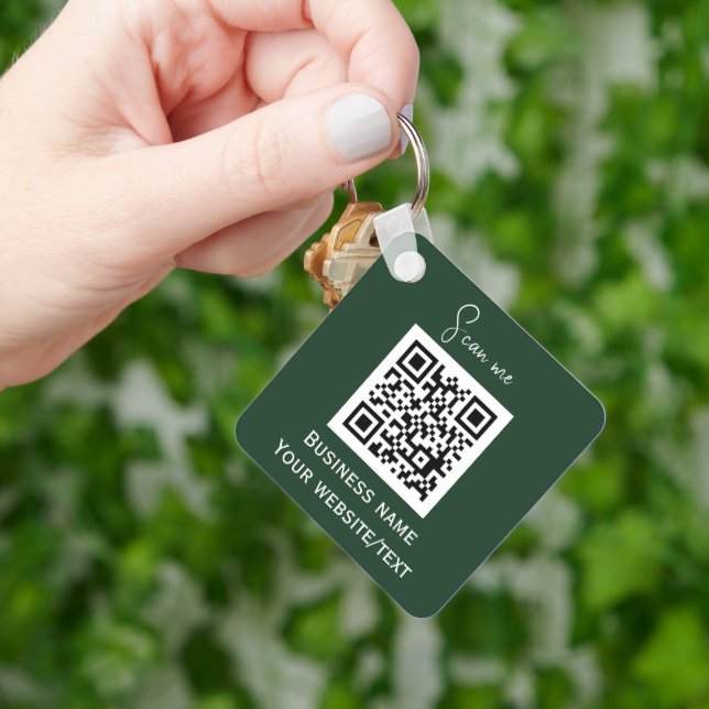 QR Code Business Logo Professional Green Key Ring (Hand)