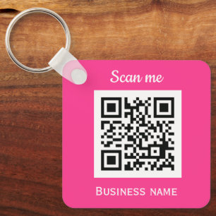 QR Code Business Logo Professional Hot Pink Girly Key Ring