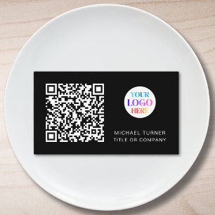 QR Code Business Logo Professional Modern Black Business Card