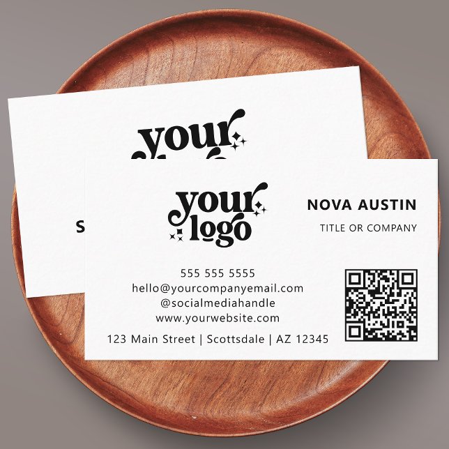 QR Code Business Logo Professional Modern Black Card (Creator Uploaded)