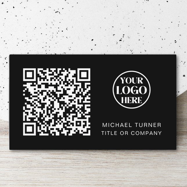 QR Code Business Logo Professional Modern Black Card (Creator Uploaded)