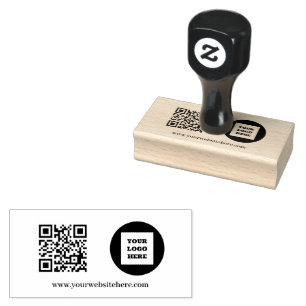 QR Code Business Logo Professional Modern black Rubber Stamp