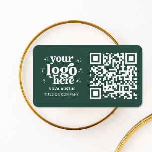 QR Code Business Logo Professional Modern Green Business Card
