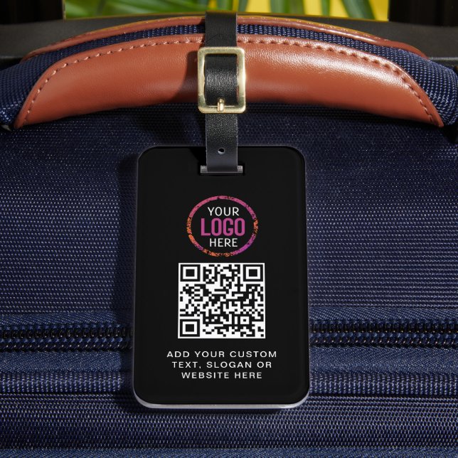 QR Code | Business Logo Professional Modern  Luggage Tag (Front Insitu 2)