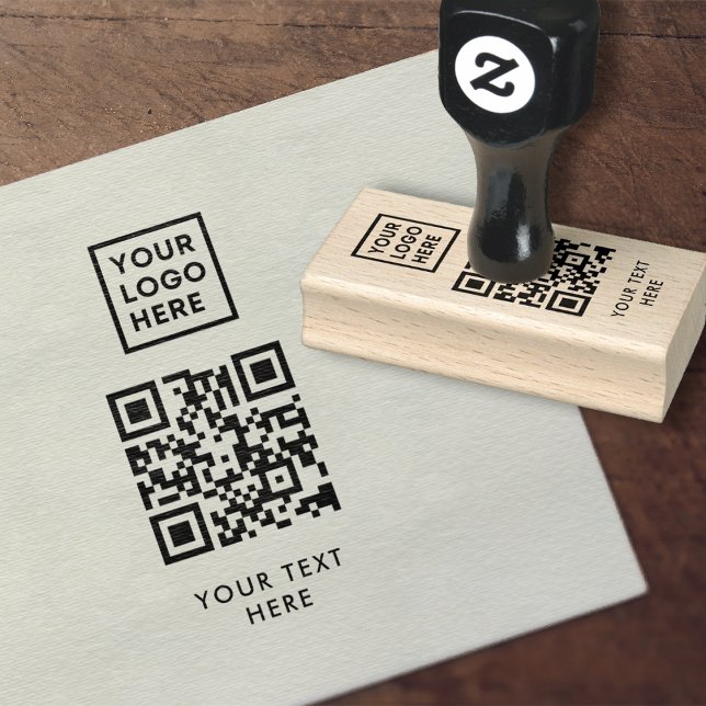 QR Code Business Logo Professional Modern Rubber Stamp (Creator Uploaded)