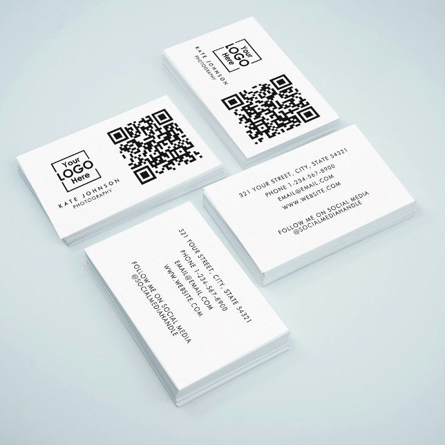 QR Code Business Logo Professional Modern White Business Card (QR Code Business Logo Professional Modern White Business Card)