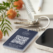QR Code | Business Logo Professional Navy Blue Key Ring (Front Right)