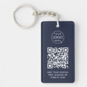 QR Code | Business Logo Professional Navy Blue Key Ring (Front)