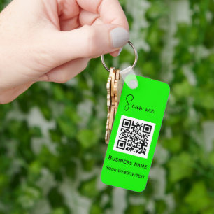 QR Code Business Logo Professional Neon Green Key Ring