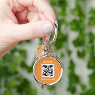 QR Code Business Logo Professional Orange Key Ring