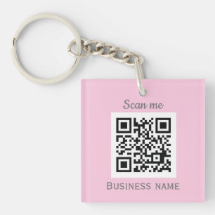 QR Code Business Logo Professional Pink Girly Key Ring