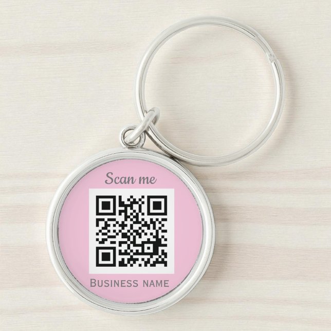 QR Code Business Logo Professional Pink Girly Key Ring (Creator Uploaded)