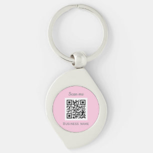 QR Code Business Logo Professional Pink Girly Key Ring
