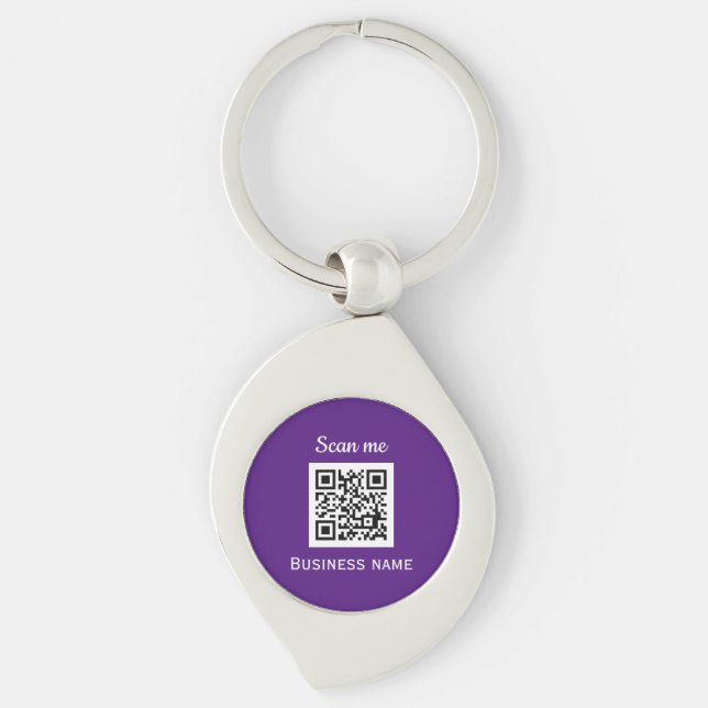 QR Code Business Logo Professional Purple Modern Key Ring (Front)