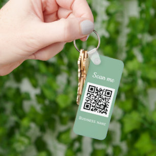 QR Code Business Logo Professional Sage Green Key Ring