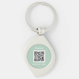 QR Code Business Logo Professional Sage Green Key Ring