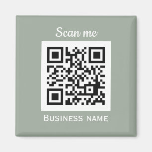 QR Code Business Logo Professional Sage Green Magnet