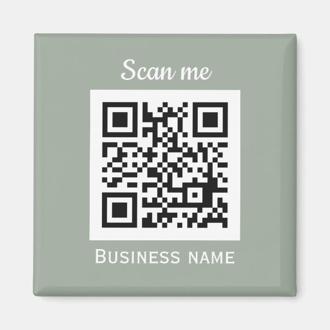 QR Code Business Logo Professional Sage Green Magnet (Front)
