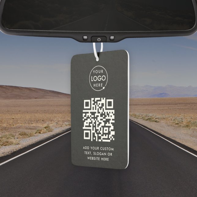 QR Code | Business Logo Professional Simple Black Car Air Freshener (Creator Uploaded)