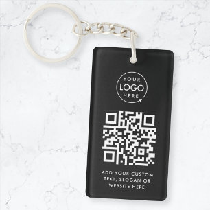 QR Code   Business Logo Professional Simple Black Key Ring