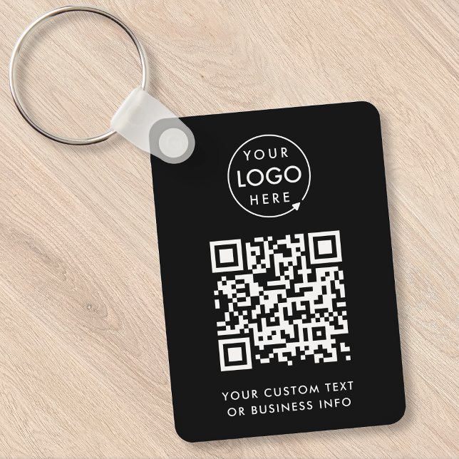 QR Code | Business Logo Professional Simple Black  Key Ring (Creator Uploaded)