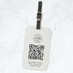 QR Code | Business Logo Professional Simple Grey Luggage Tag<br><div class="desc">A simple custom grey business QR code luggage tag template in a modern minimalist style which can be easily updated with your company logo,  QR code and custom text,  eg. scan me to...  #QRcode #logo #luggagetag #business</div>