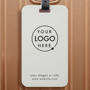 QR Code Business Logo Professional Simple Grey Luggage Tag