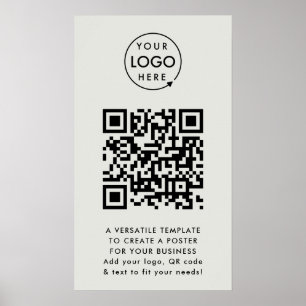 QR Code   Business Logo Professional Simple Grey Poster