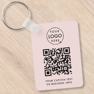 QR Code Business Logo Professional Simple Pink Key Ring