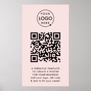 QR Code   Business Logo Professional Simple Pink Poster