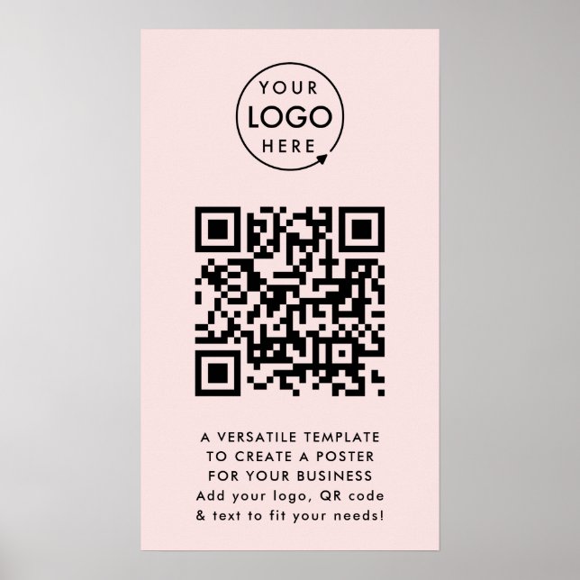 QR Code | Business Logo Professional Simple Pink Poster (Front)