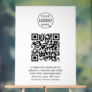 QR Code   Business Logo Professional Simple White Acrylic Sign