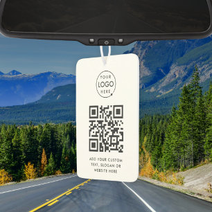 QR Code   Business Logo Professional Simple White Car Air Freshener