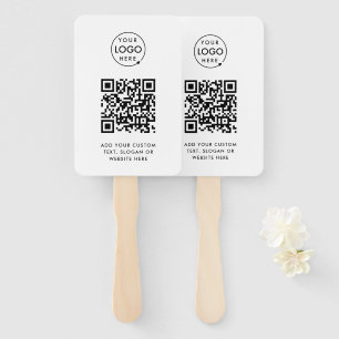 QR Code   Business Logo Professional Simple White Hand Fan
