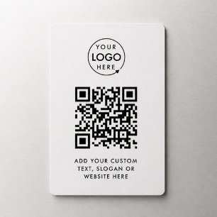 QR Code   Business Logo Professional Simple White Magnet