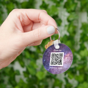 QR Code Business Logo Professional Space Galaxy Key Ring