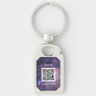 QR Code Business Logo Professional Space Galaxy Key Ring