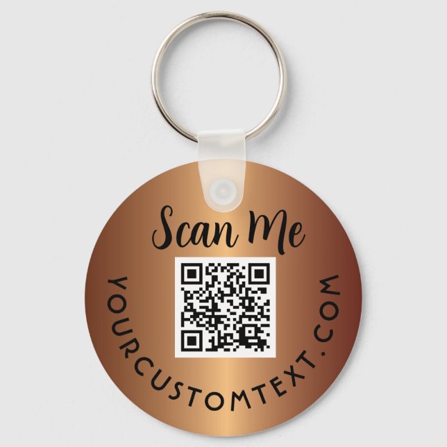 QR Code  | Business Logo Promotional Gold Keychain (Front)